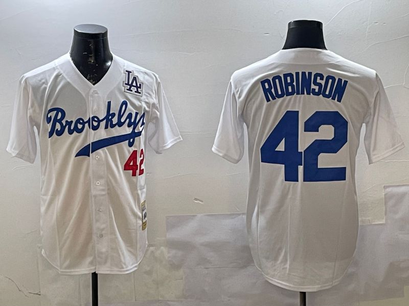 Men Los Angeles Dodgers #42 Robinson White Throwback Game 2025 Nike MLB Jersey style 4->los angeles dodgers->MLB Jersey